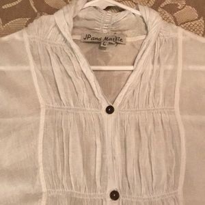 J.P. and Mattie White Tunic w/Pockets, button down